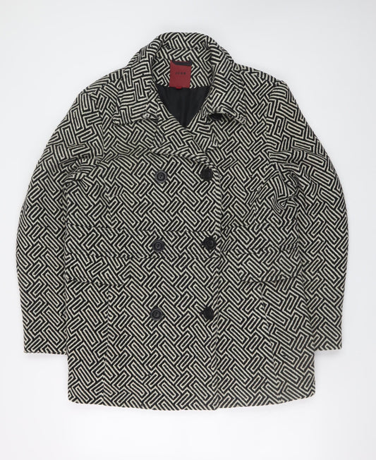 Designers at Debenhams Women Black White Wool Pea Coat Size 18