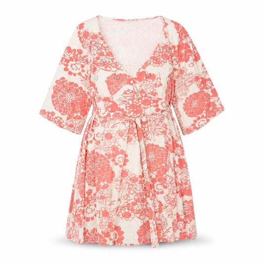 Evans Womens Pink Floral Cotton Wrap Dress Size 16