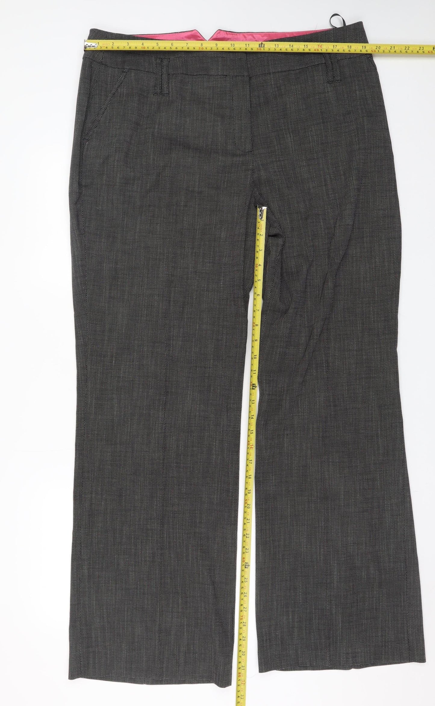 Next Women Grey Herringbone Dress Pants Size 20L Tall Work Trousers