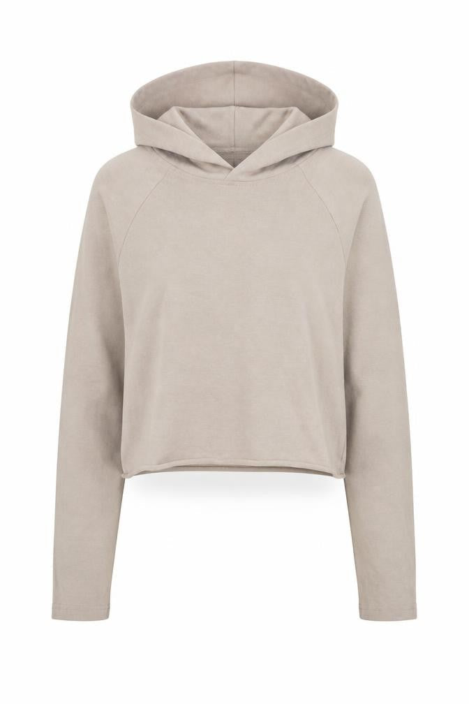 H&M Divided Women Beige Cotton Cropped Pullover Hoodie XS