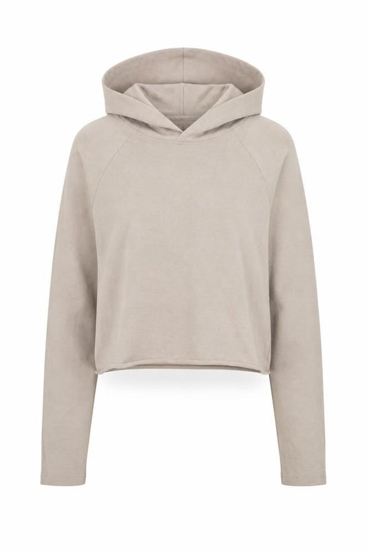 H&M Divided Women Beige Cotton Cropped Pullover Hoodie XS
