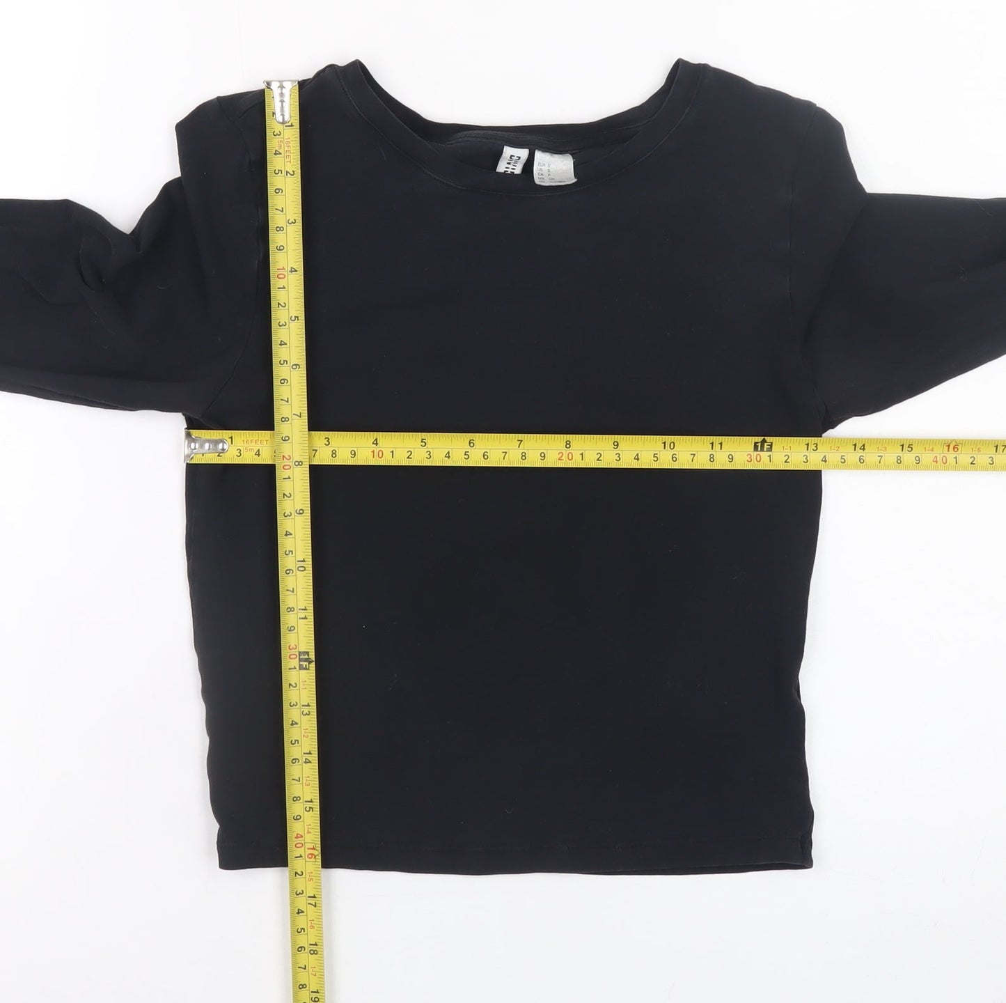 H&M Women’s Black Basic Long Sleeve Slim Fit Cotton Top Size 8