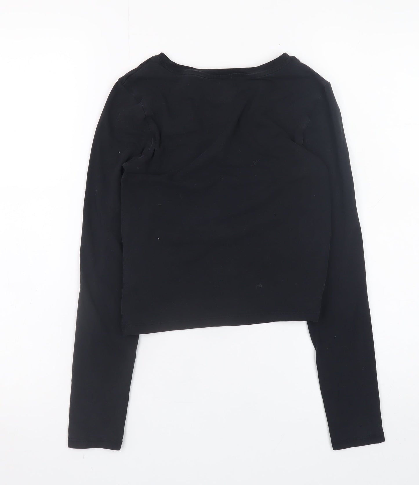 H&M Women’s Black Basic Long Sleeve Slim Fit Cotton Top Size 8