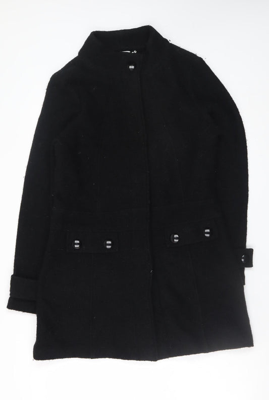 W. Lane Women's Black Wool Blend Mid-Length Coat Size 10