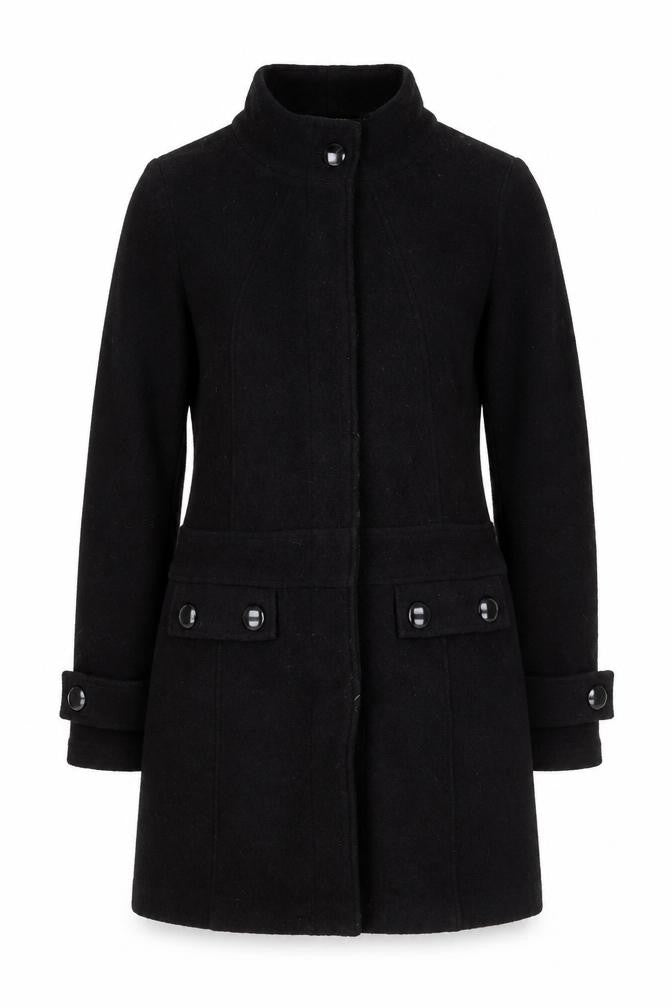 W. Lane Women's Black Wool Blend Mid-Length Coat Size 10