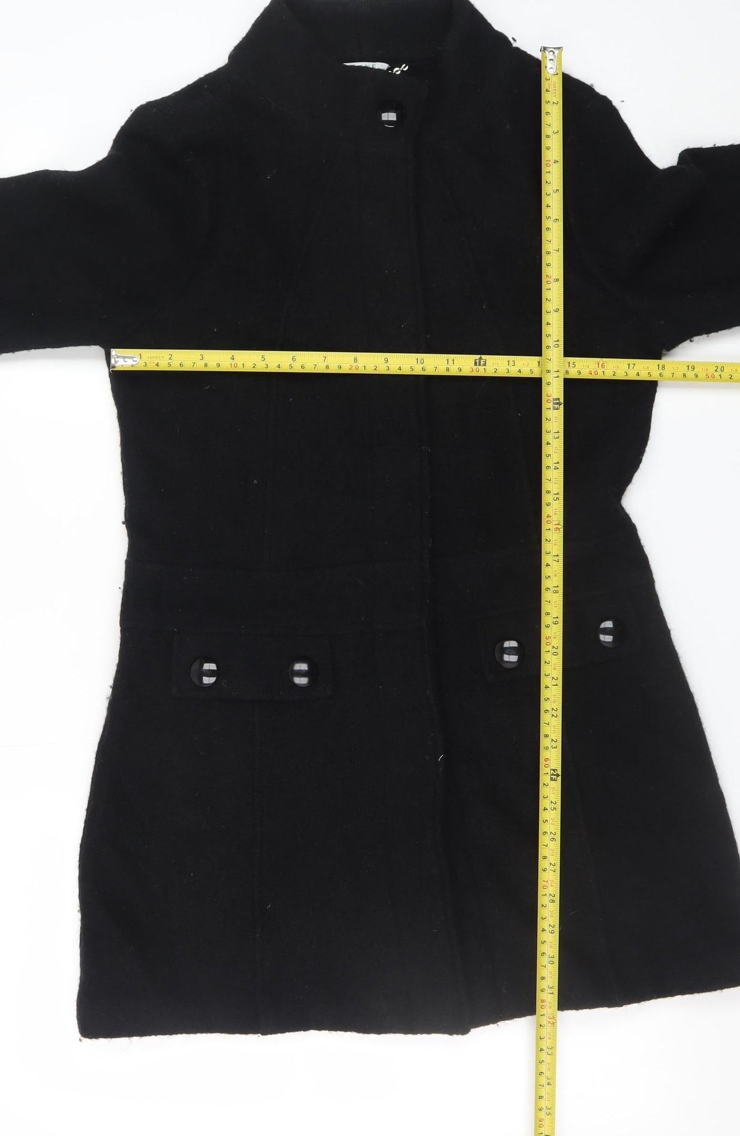 W. Lane Women's Black Wool Blend Mid-Length Coat Size 10