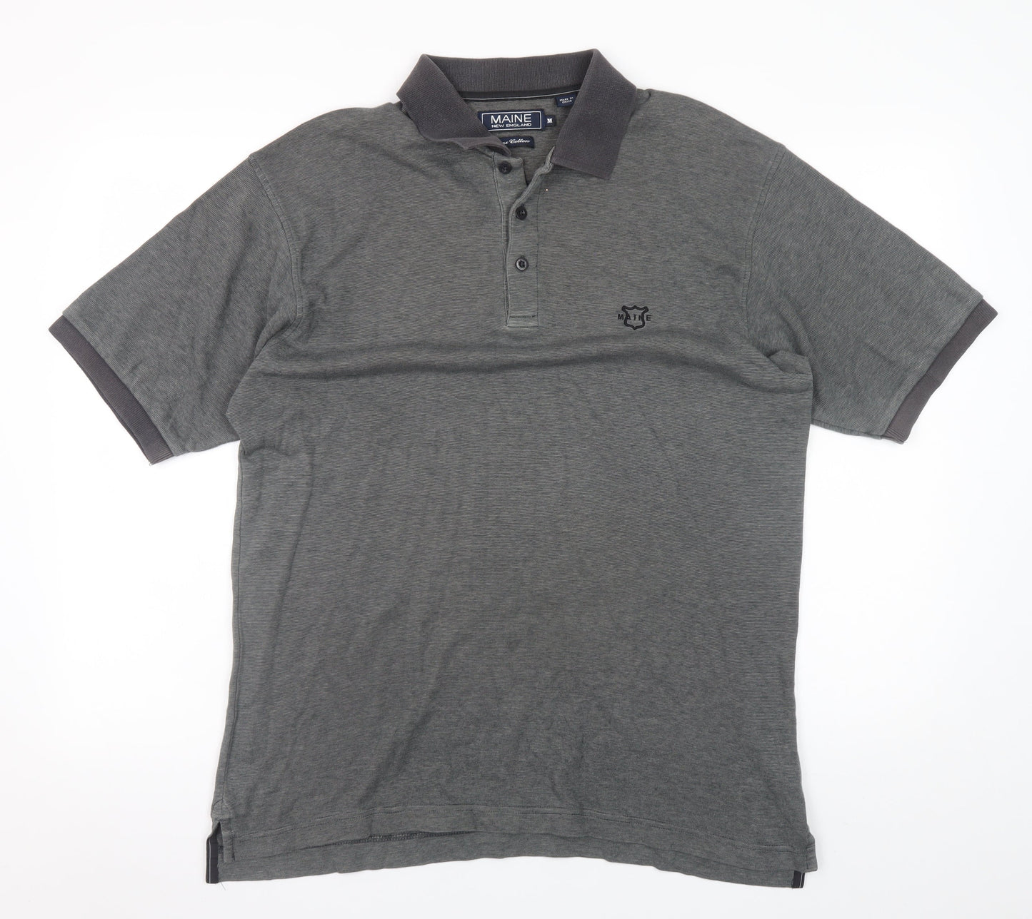 Maine New England Men’s Grey Cotton Short Sleeve Polo Shirt M