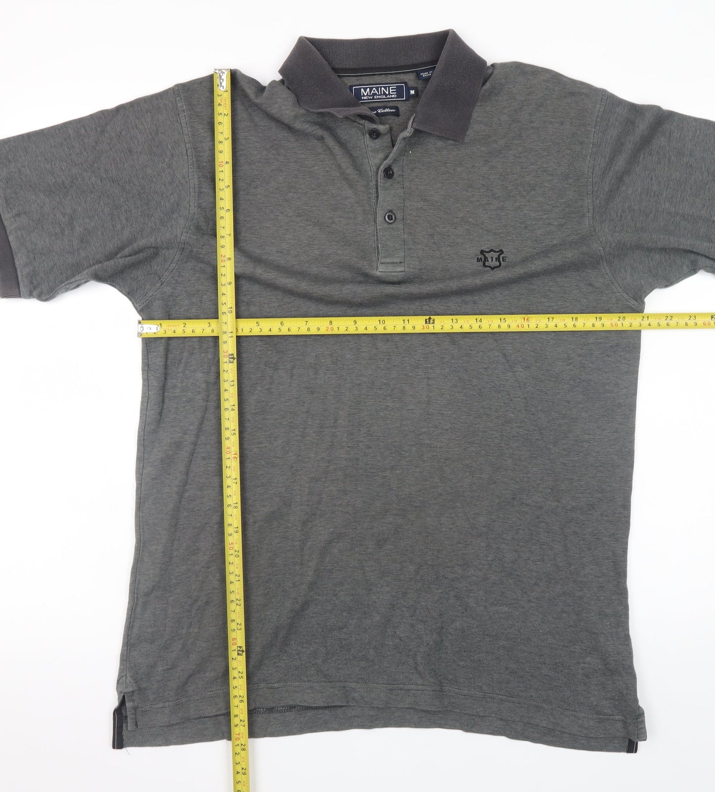 Maine New England Men’s Grey Cotton Short Sleeve Polo Shirt M