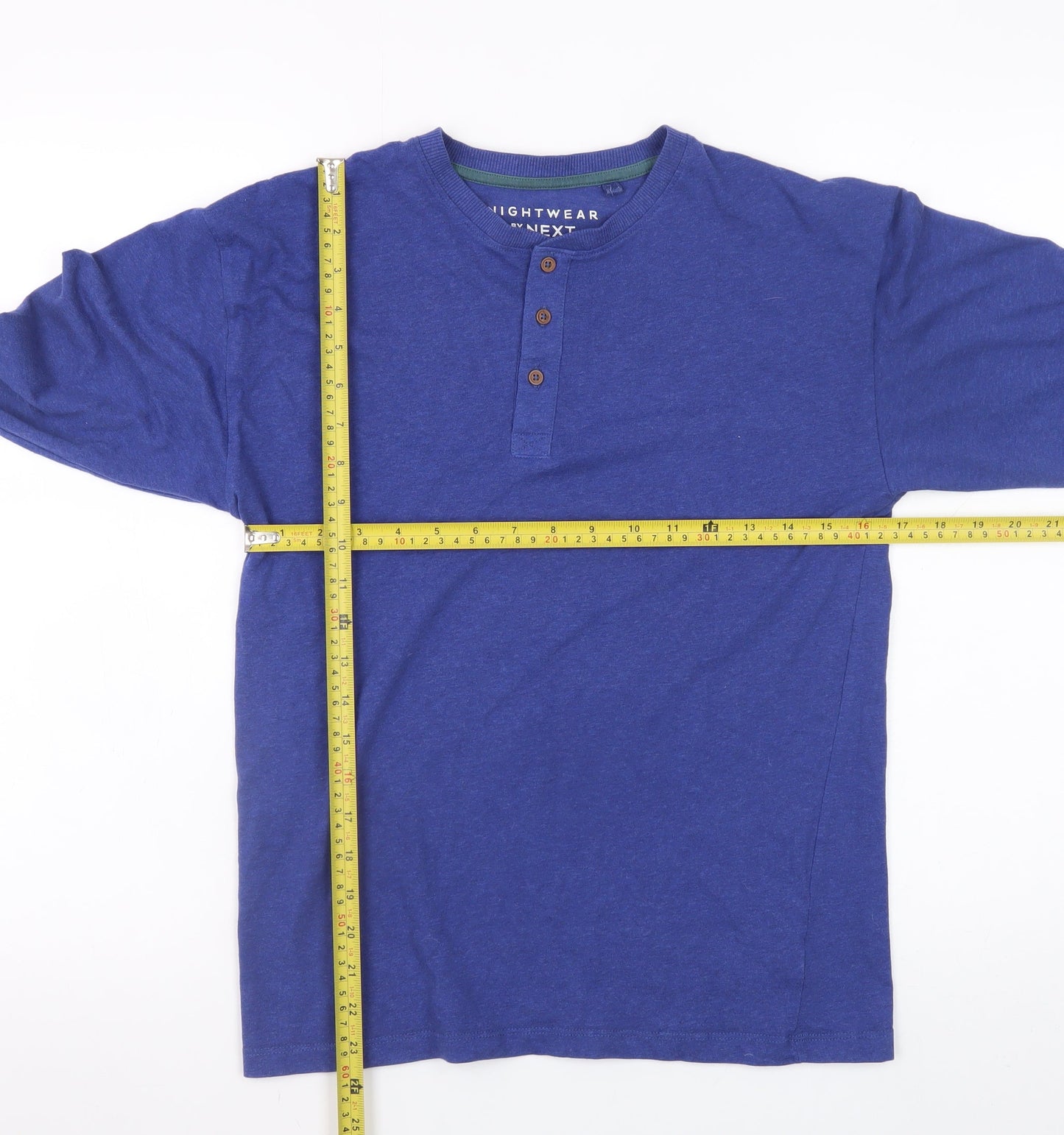 Next Boys Blue Henley Long Sleeve Pyjama Top 12 Years Cotton Blend