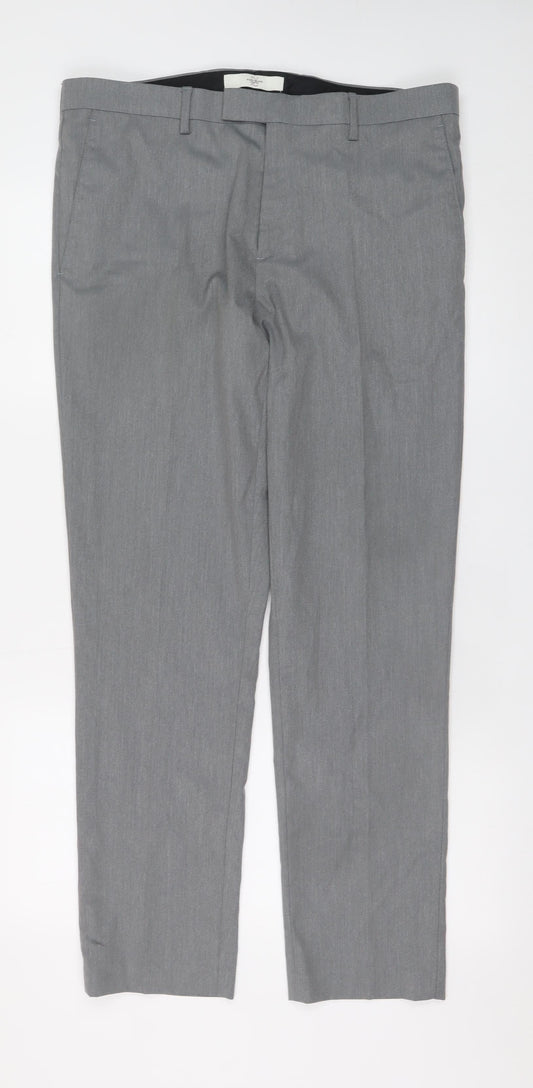 River Island Men's Grey Slim Fit Dress Pants 34R