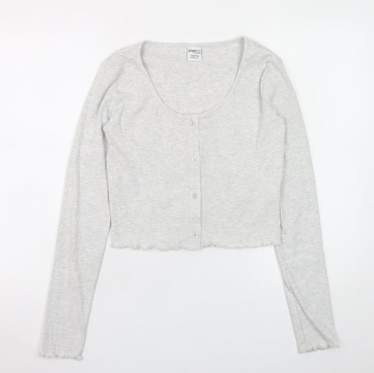 Page One Young Girls Grey Ribbed Button Front Cardigan 14-15 Years
