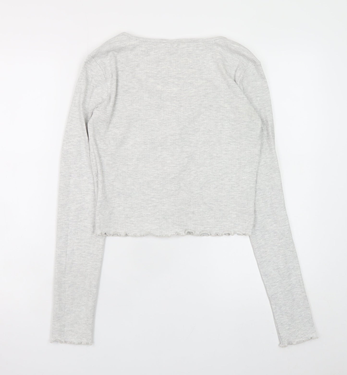 Page One Young Girls Grey Ribbed Button Front Cardigan 14-15 Years