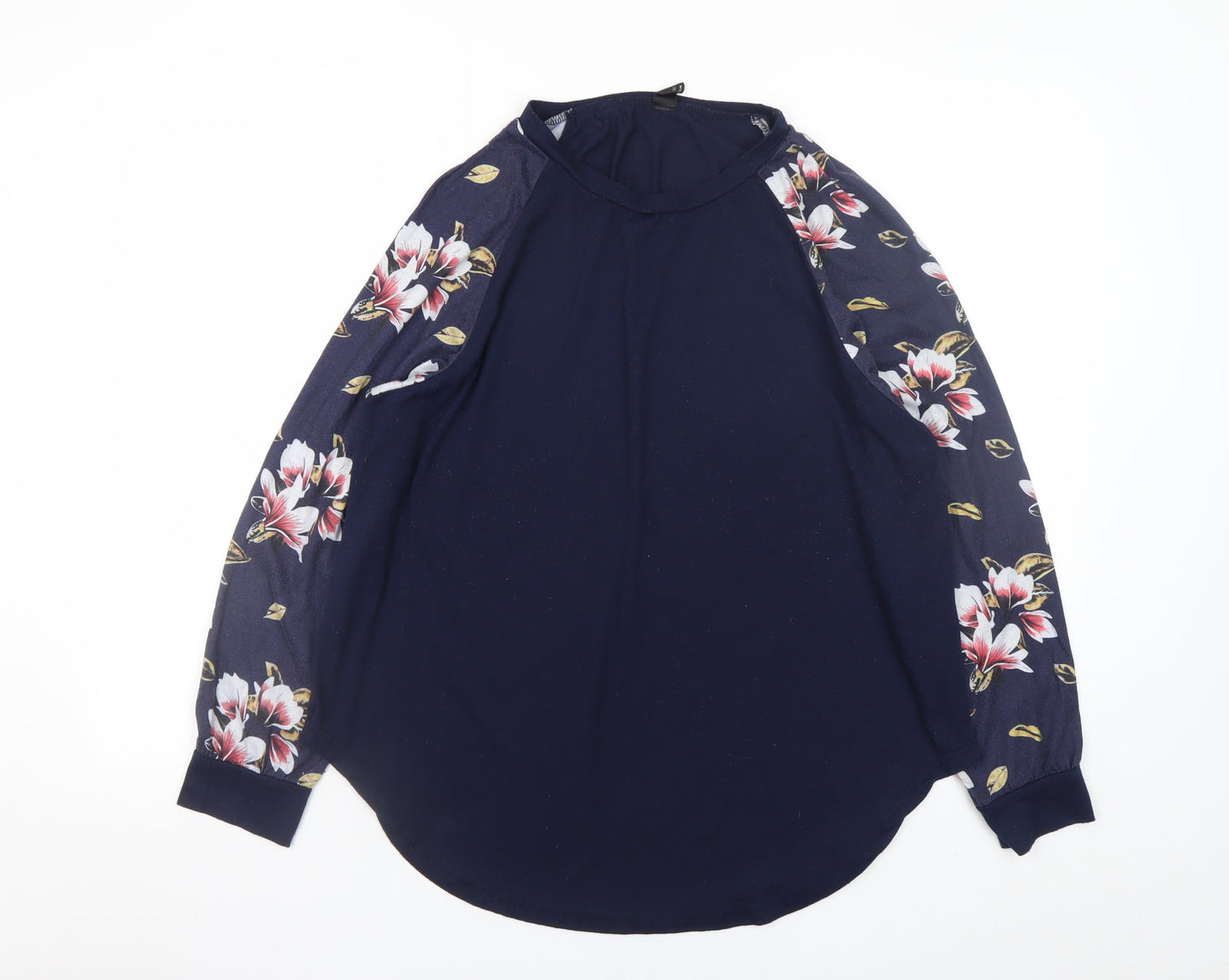 SHEIN Curve Women's Blue Floral Raglan Long Sleeve Tunic Blouse Size 18 Plus