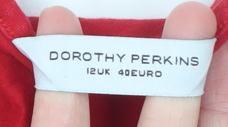 Dorothy Perkins Women’s Red A-Line Knee Length Cotton Dress Size 12