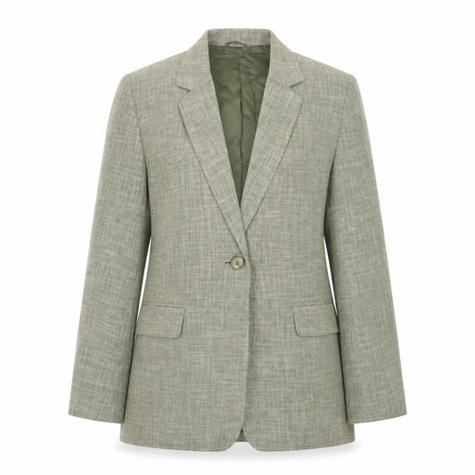 Country Casuals Women Green Size 12 Wool Blend Check Blazer Jacket