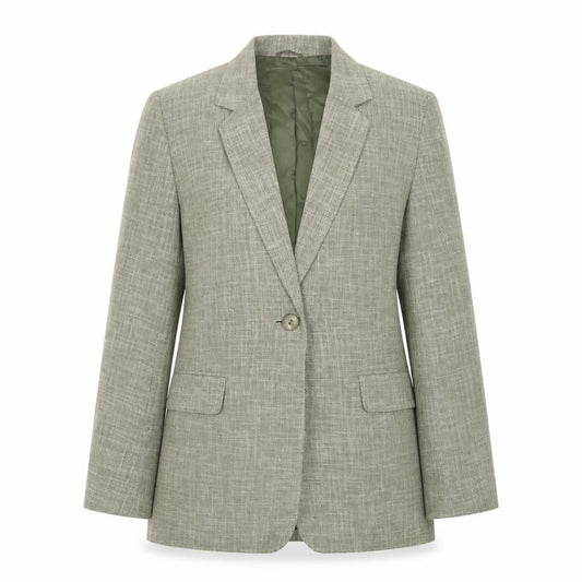 Country Casuals Women Green Size 12 Wool Blend Check Blazer Jacket
