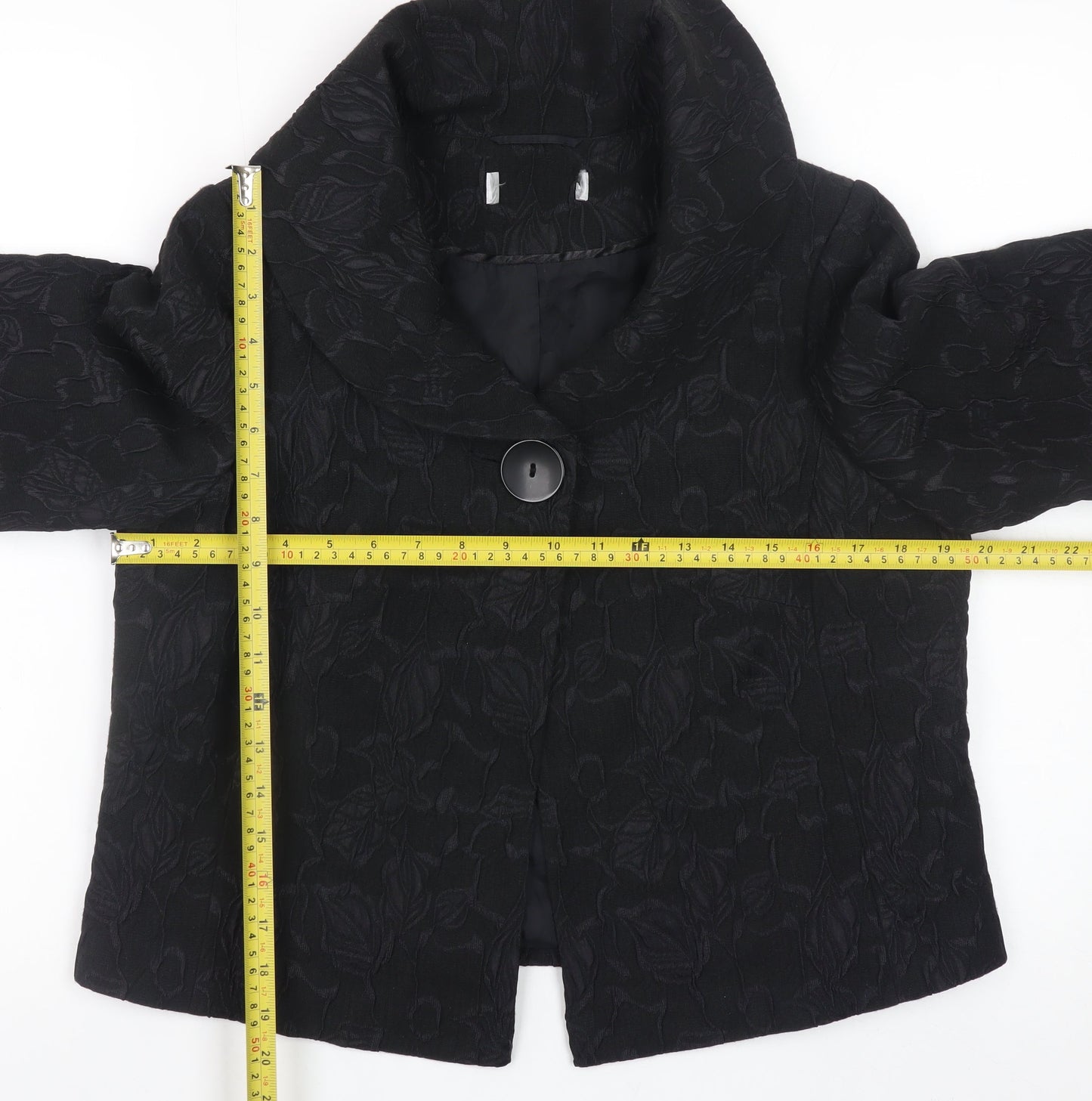 Wallis Womens Black Floral Jacquard Short Jacket Size 14