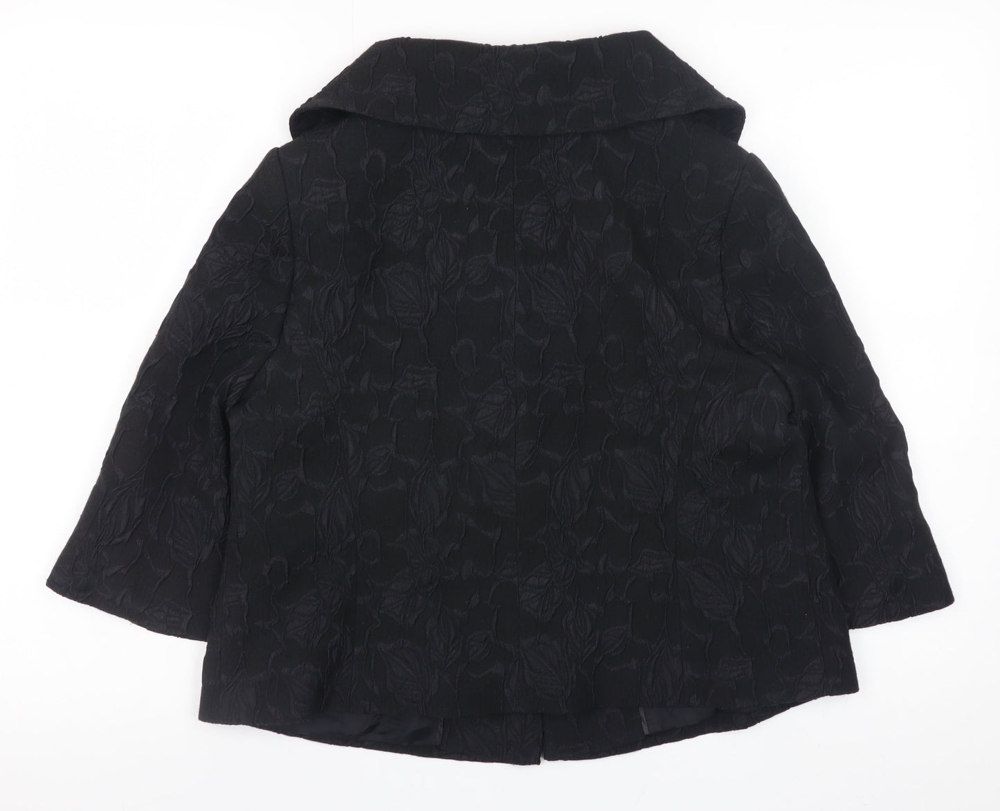 Wallis Womens Black Floral Jacquard Short Jacket Size 14