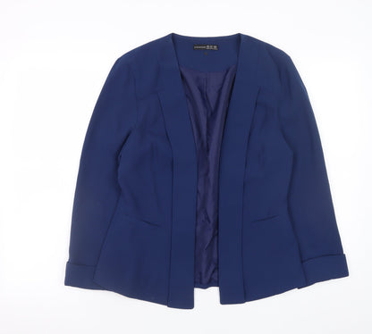 Additional front view of Atmosphere Women Blue, size 10, Tailored Open Front Blazer Jacket