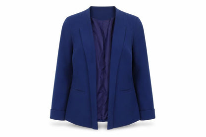Front view of Atmosphere Women Blue, size 10, Tailored Open Front Blazer Jacket