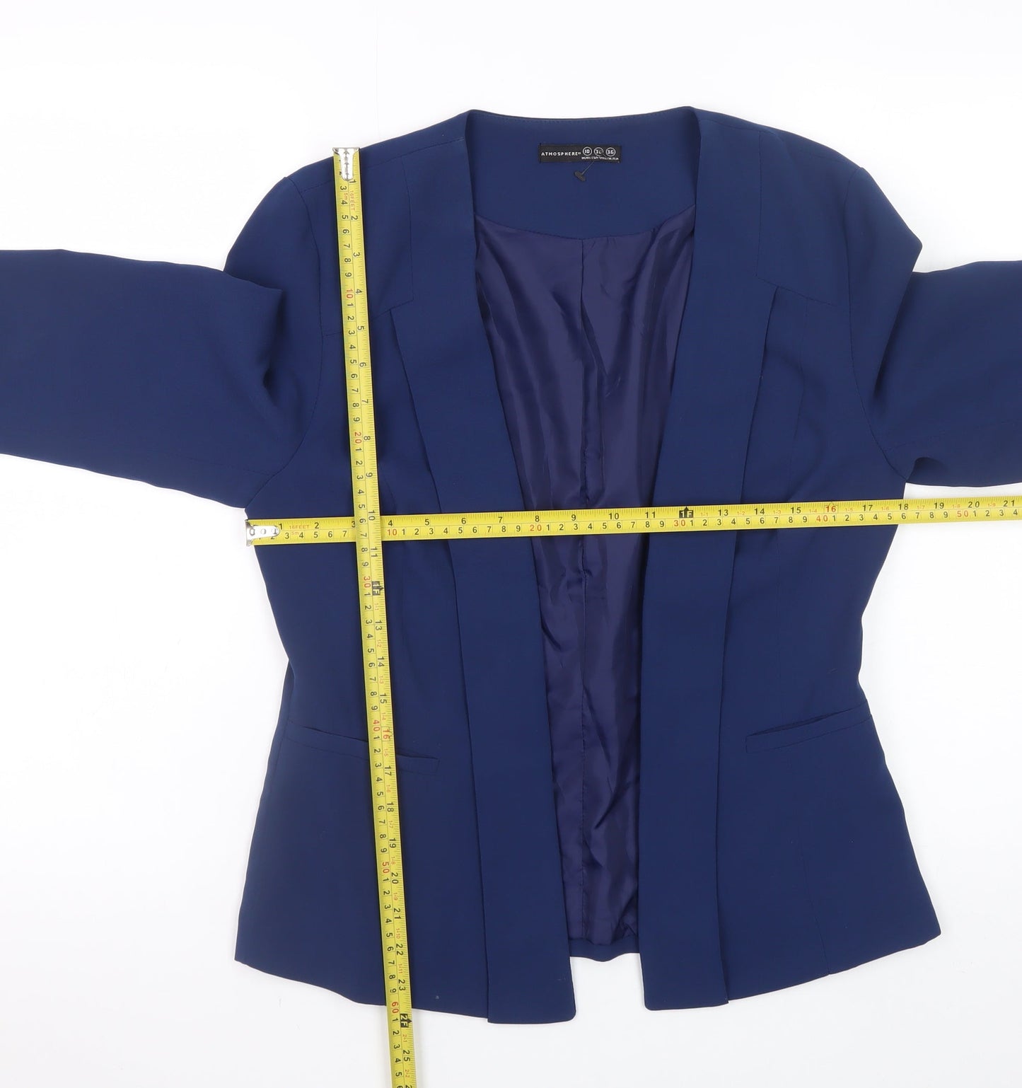 Atmosphere Women Blue Size 10 Tailored Open Front Blazer Jacket