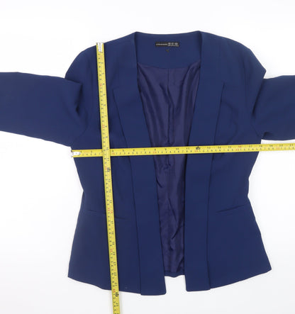 Back view of Atmosphere Women Blue, size 10, Tailored Open Front Blazer Jacket