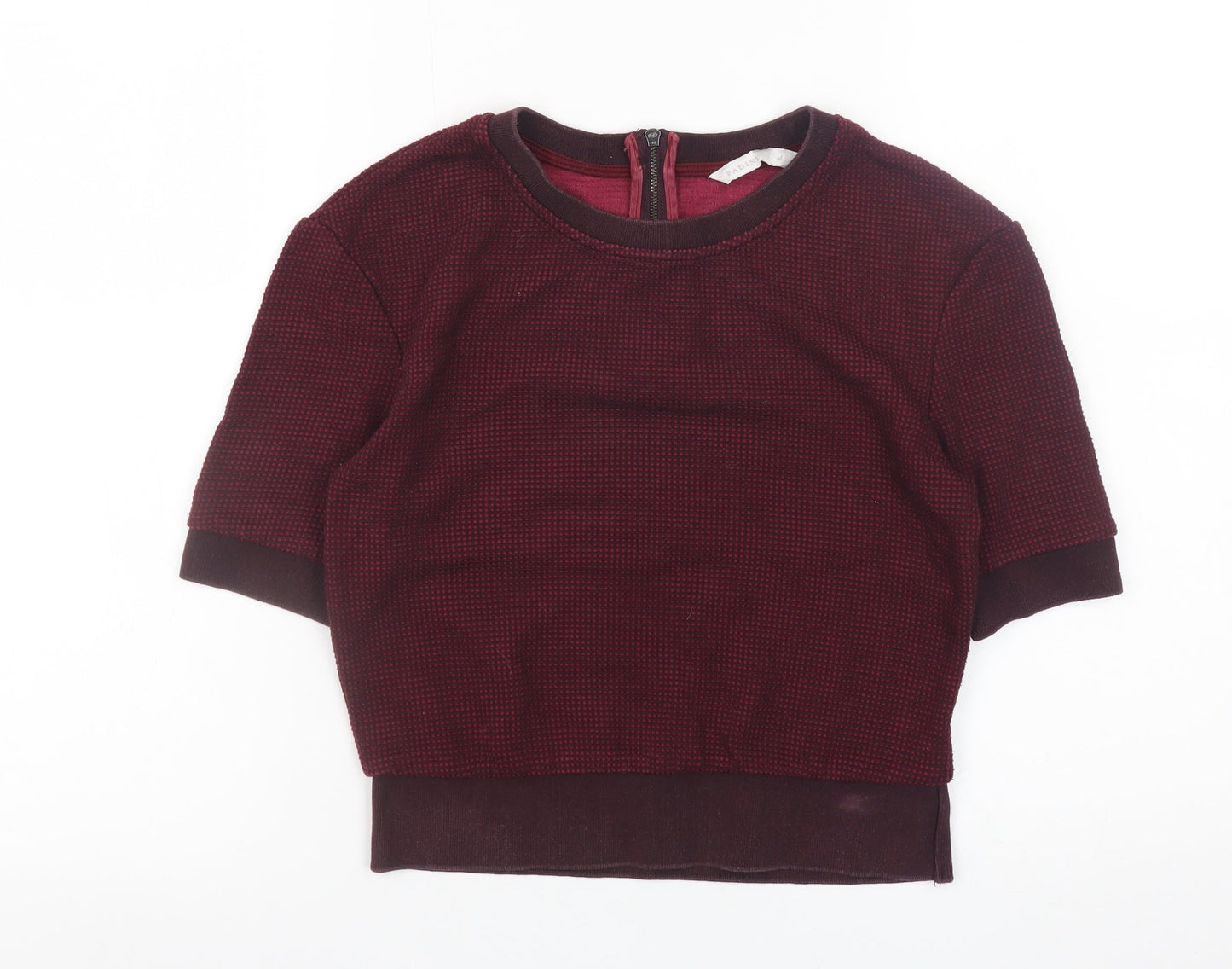 Padini Women's Red Cropped Crew Neck Short Sleeve Top Size M