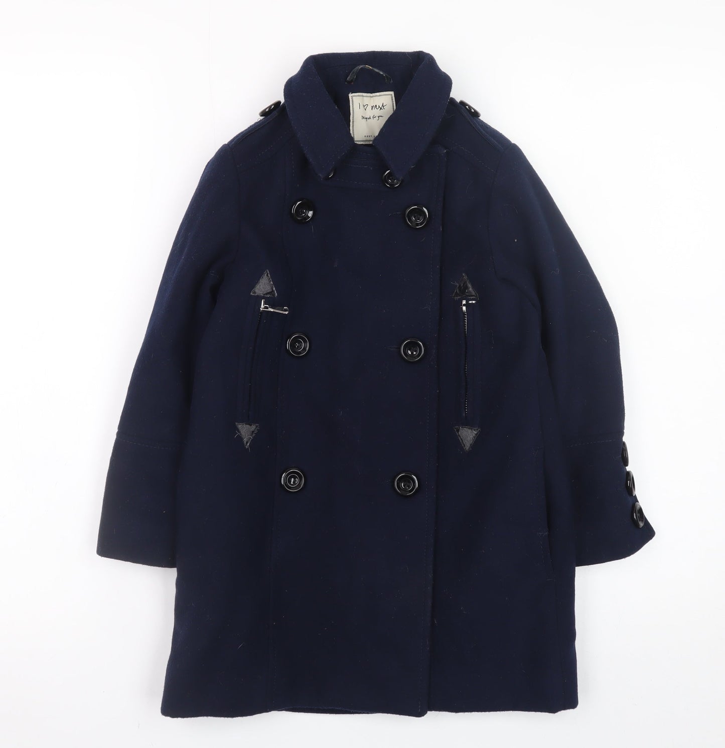 Next Girls Blue Double-Breasted Pea Coat Age 6 Years Lined Button-Up
