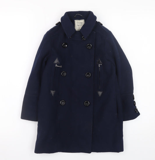 Next Girls Blue Double-Breasted Pea Coat Age 6 Years Lined Button-Up