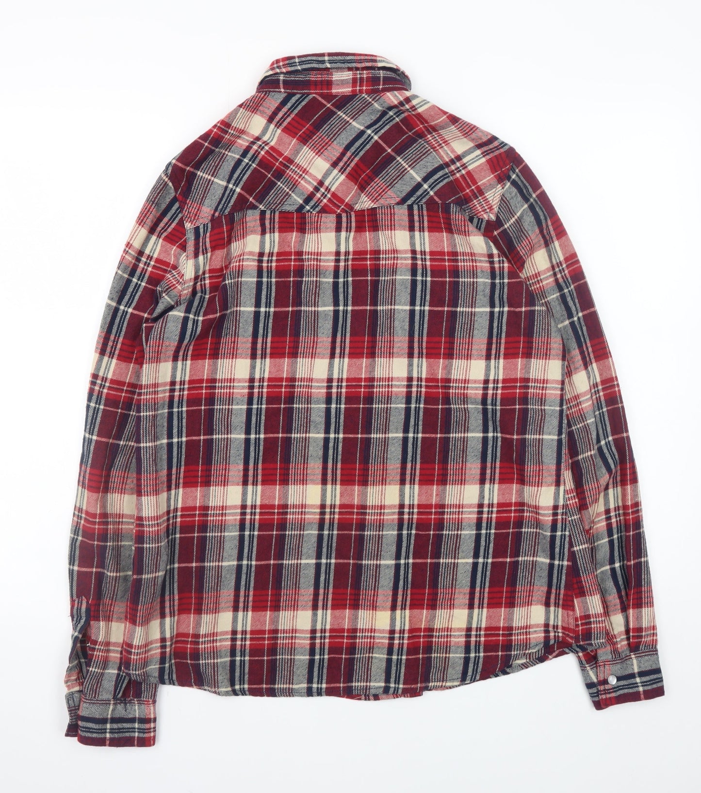 Vanilla Star Men's Red Plaid Cotton Flannel Long Sleeve Shirt Size L