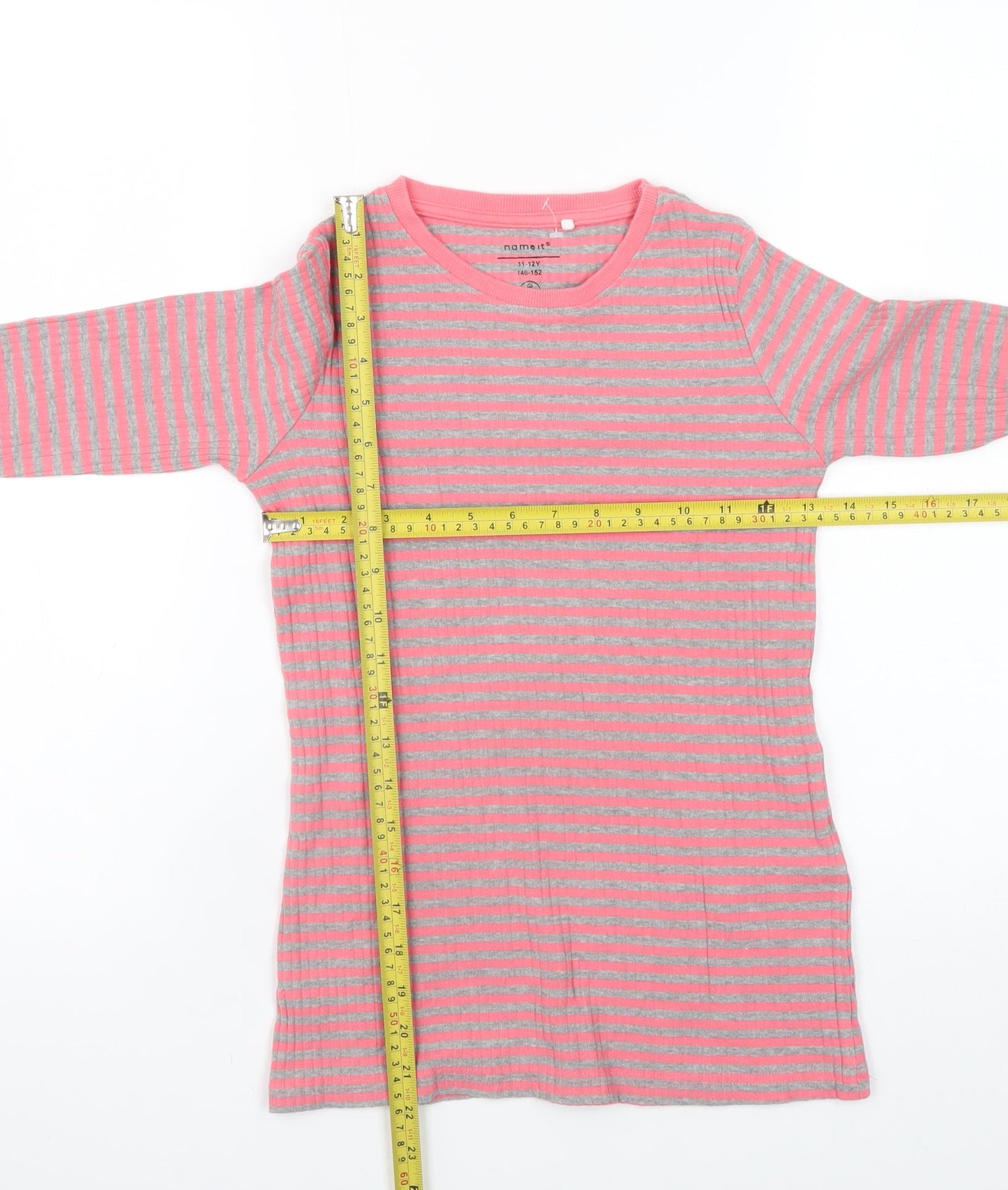 Name It Girls Pink Striped Long Sleeve Cotton Jersey T-Shirt 11-12 Years