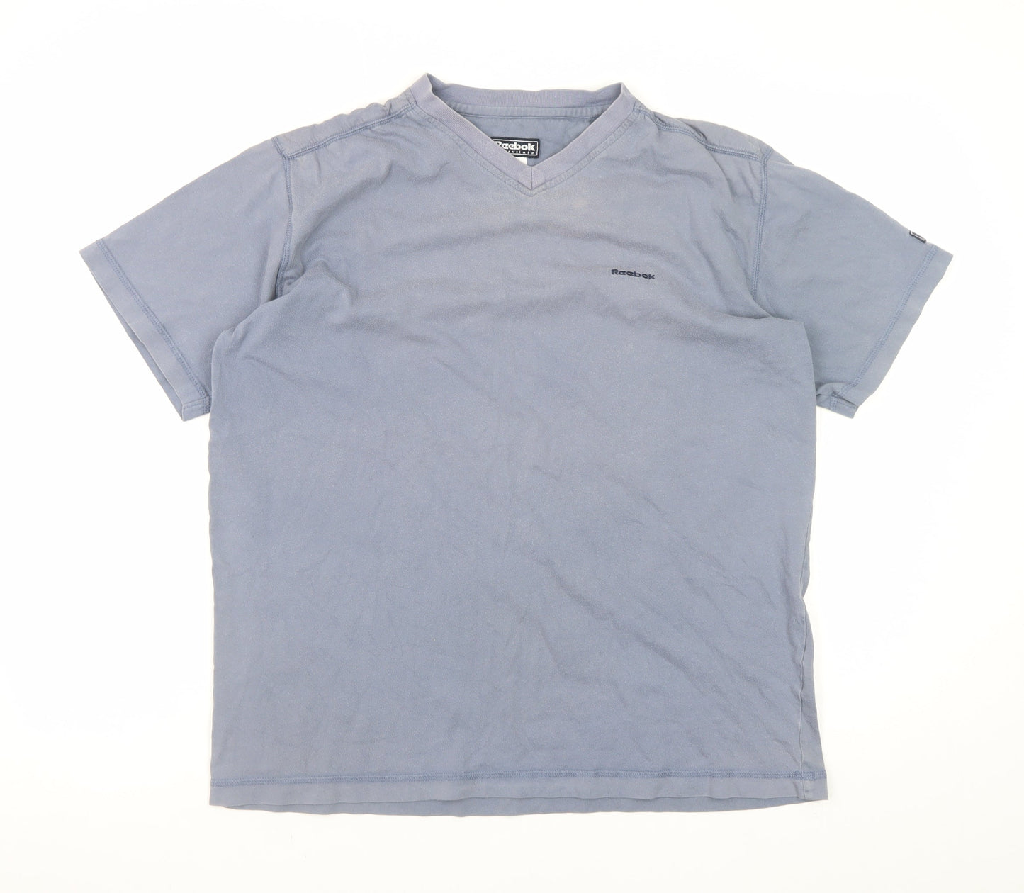 Reebok Men's Blue V-Neck Short Sleeve Cotton T-Shirt Size L