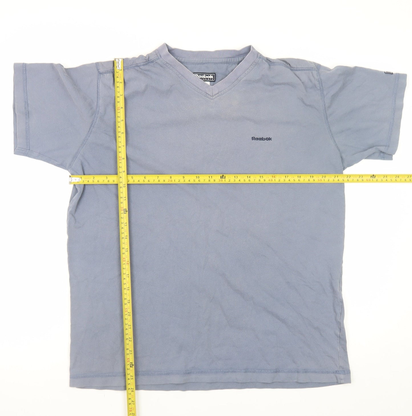 Reebok Men's Blue V-Neck Short Sleeve Cotton T-Shirt Size L