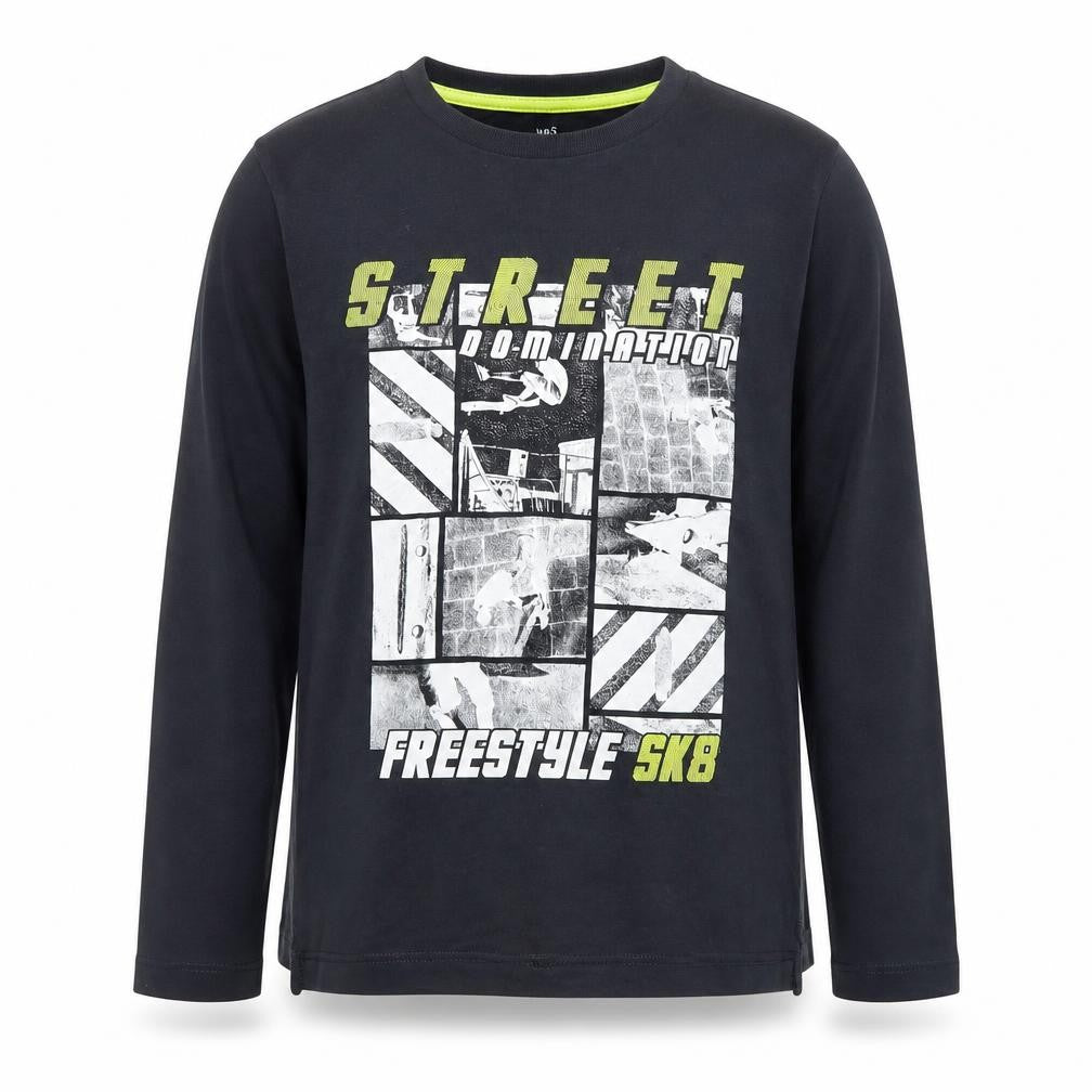 Marks & Spencer Boys Black Long Sleeve Skate Graphic T-Shirt 10-11 Years