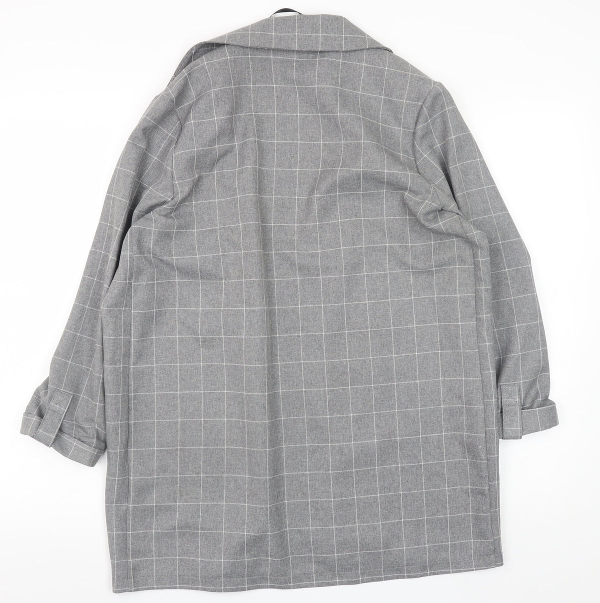 Primark Women's Grey Check Blazer Size 10 Regular Fit Mid-Length
