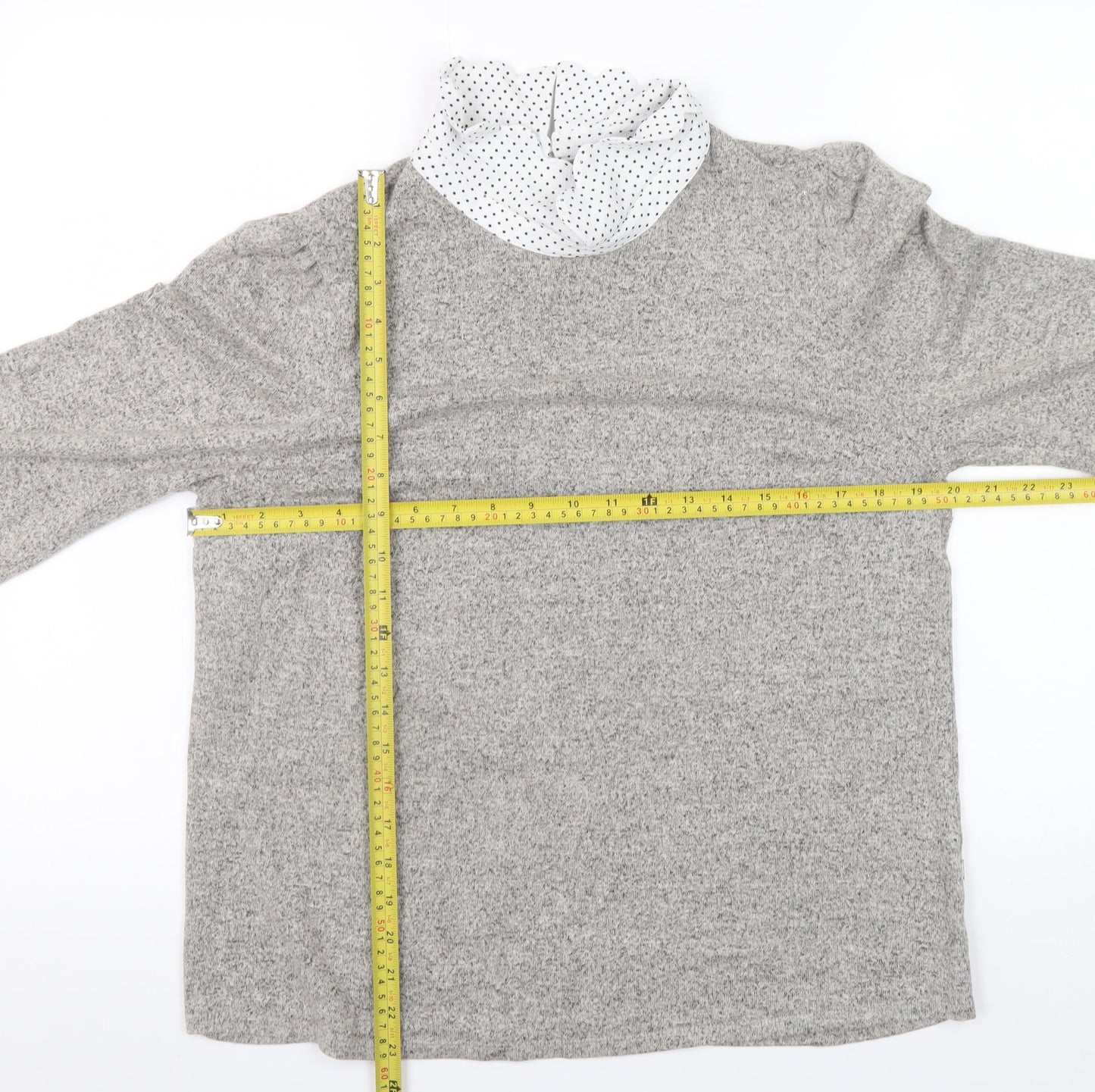 Faith and Joy Women’s Grey Collared Long Sleeve Blouse Size L
