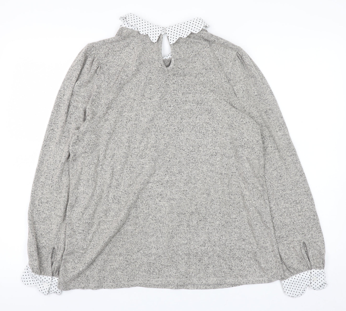 Faith and Joy Women’s Grey Collared Long Sleeve Blouse Size L