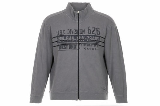 Front view of Easy Men’s Grey 2XL Full Zip Graphic Print Cotton Sweatshirt