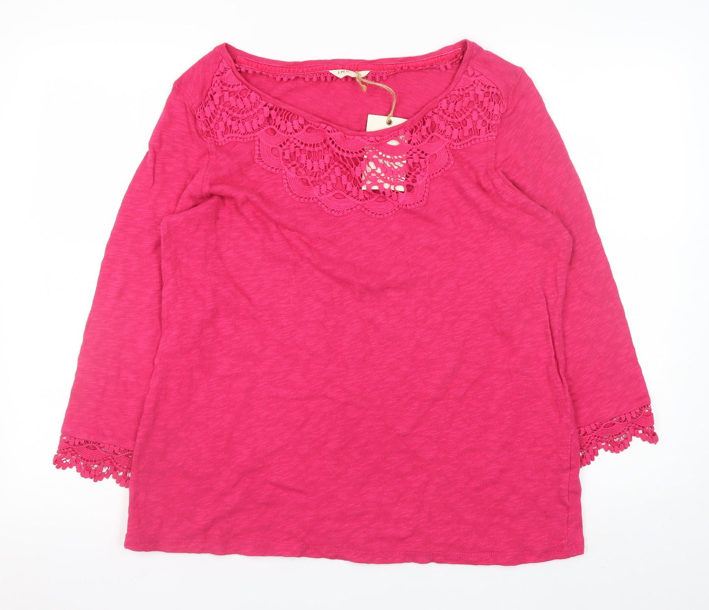 Marks and Spencer Womens Pink Cotton Crochet Trim Tunic Blouse UK 16
