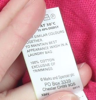 Marks and Spencer Womens Pink Cotton Crochet Trim Tunic Blouse UK 16