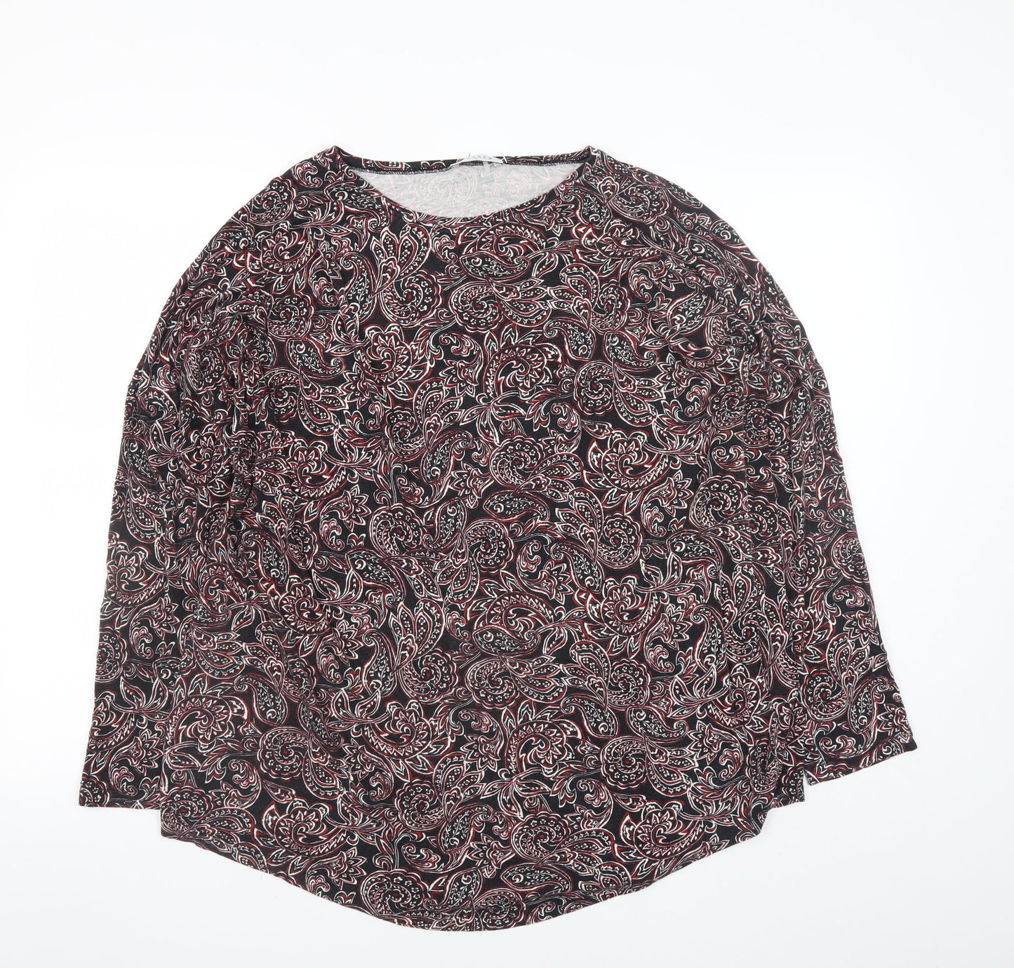 Papaya Women’s Black Red Paisley Long Sleeve Tunic Top Size L