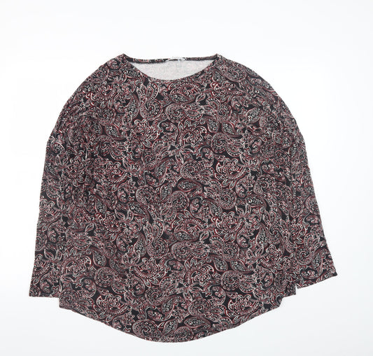 Papaya Women’s Black Red Paisley Long Sleeve Tunic Top Size L