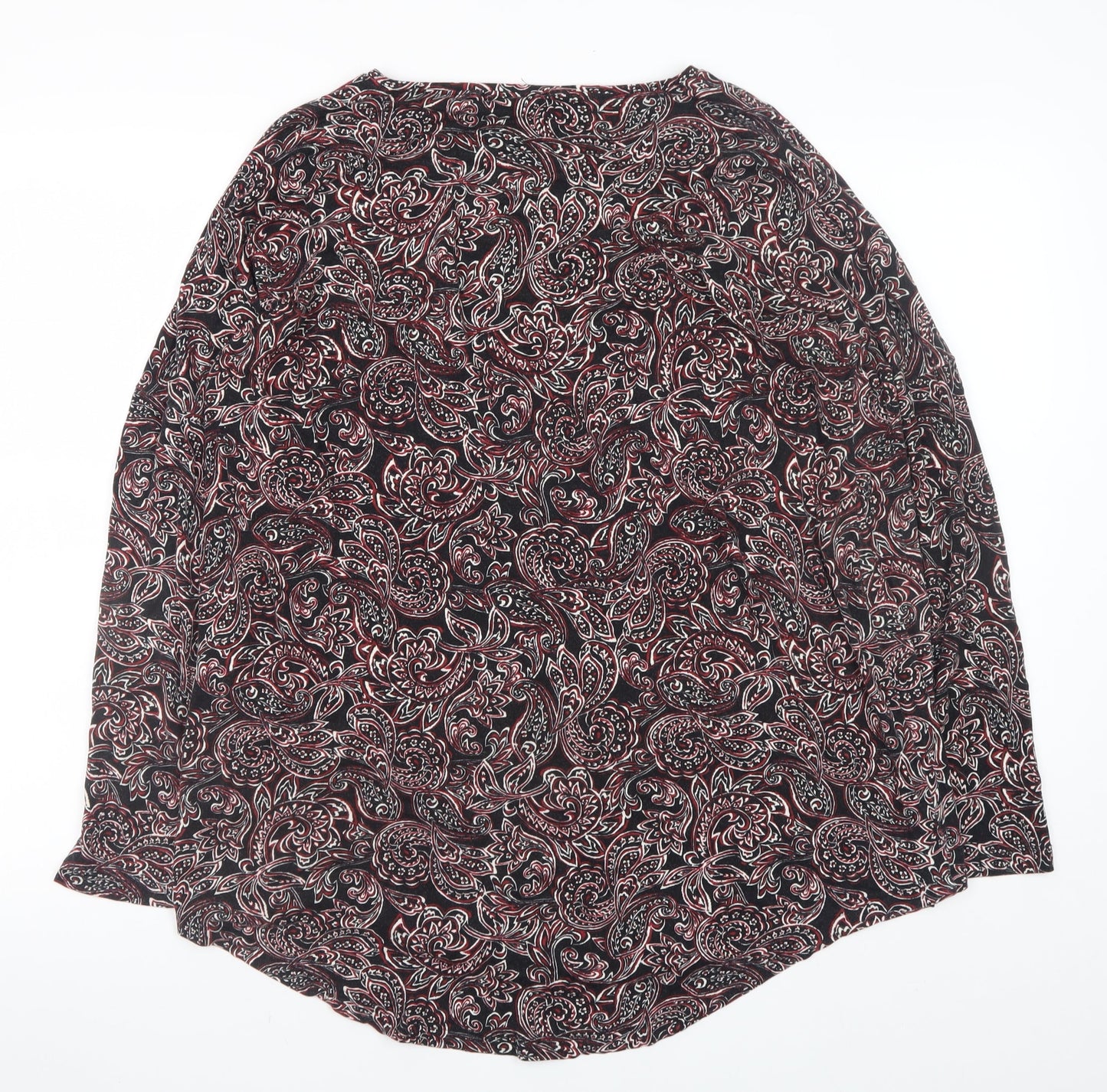 Papaya Women’s Black Red Paisley Long Sleeve Tunic Top Size L