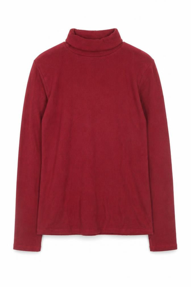 Marks & Spencer Womens Red Roll Neck Long Sleeve Cotton Blend Top UK 10