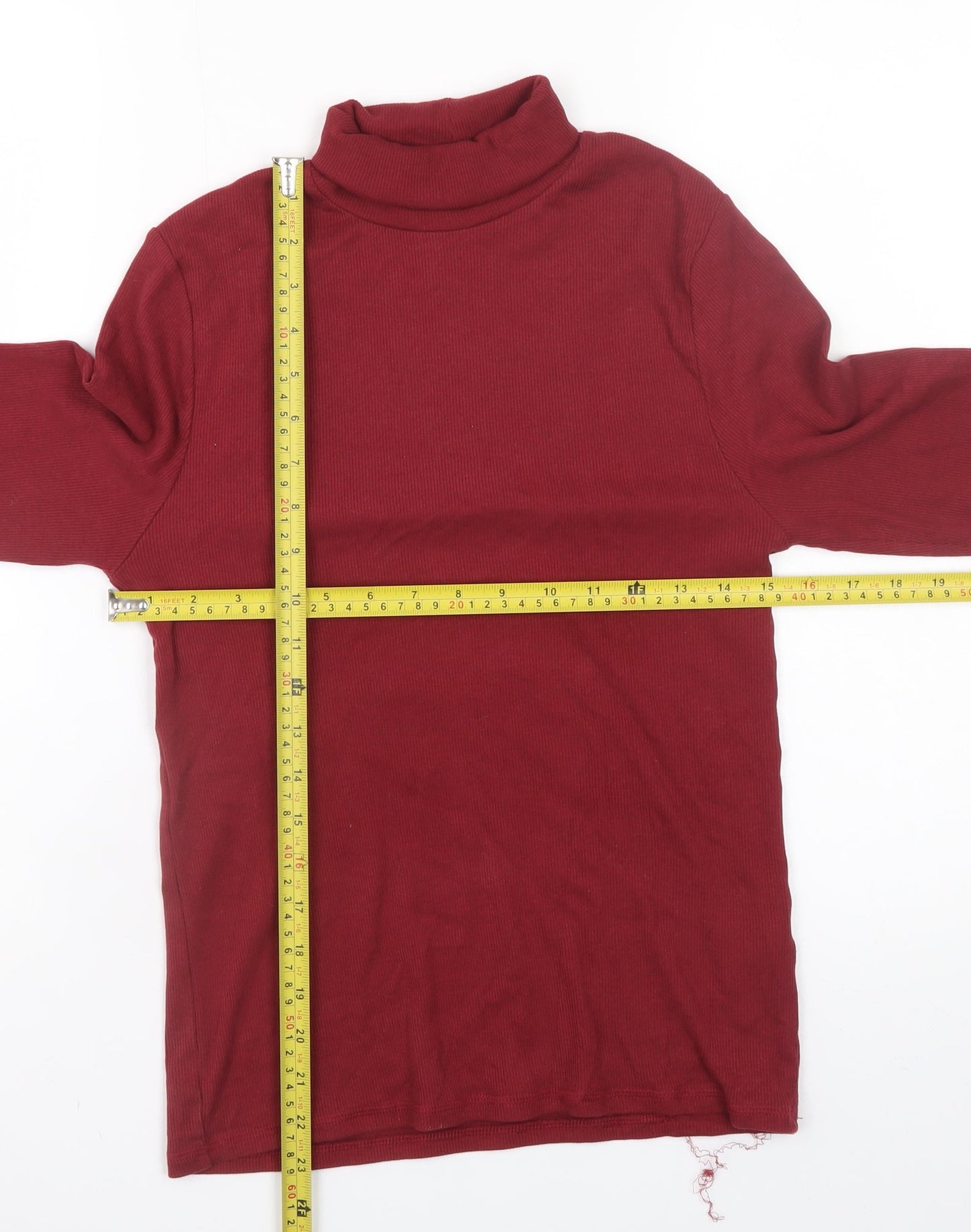 Marks and Spencer Womens Red Roll Neck Long Sleeve Cotton Blend Top UK 10
