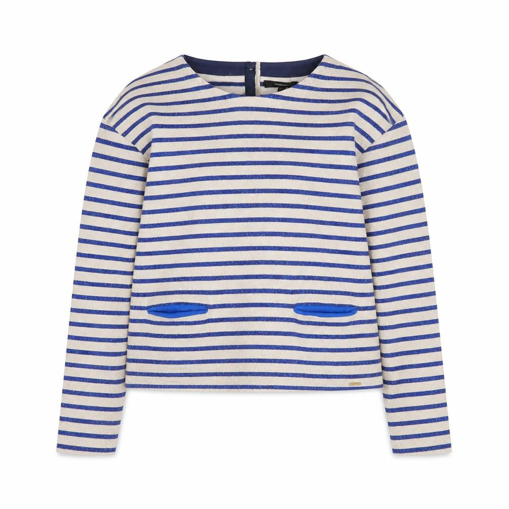 Marks & Spencer Girls Beige Blue Striped Long Sleeve T-Shirt 11-12 Years