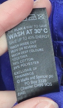 Marks and Spencer Women Blue Velour Full Zip Jacket UK 16
