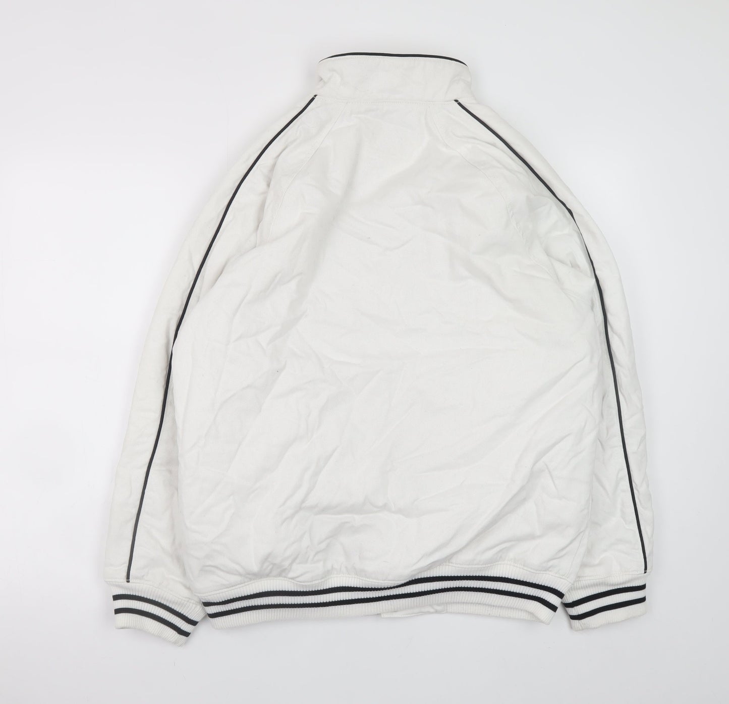 H&M Men’s White Racing Bomber Jacket XS Cotton Full Zip Retro Style