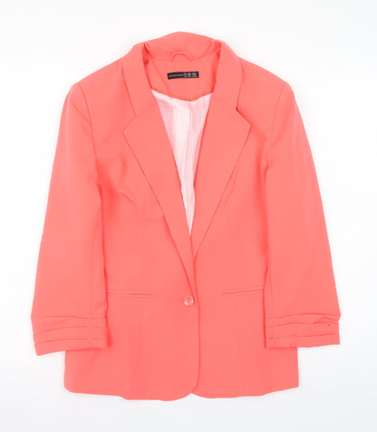 Additional front view of Atmosphere Women Coral Orange Blazer Jacket, size 10, Single-Breasted