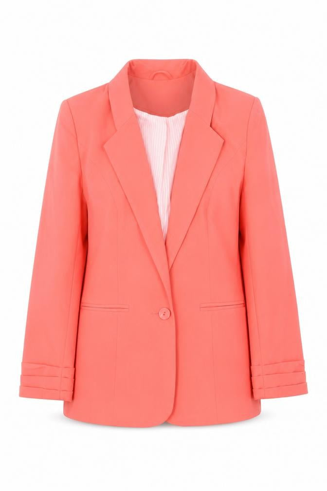 Atmosphere Women Coral Orange Blazer Jacket Size 10 Single-Breasted